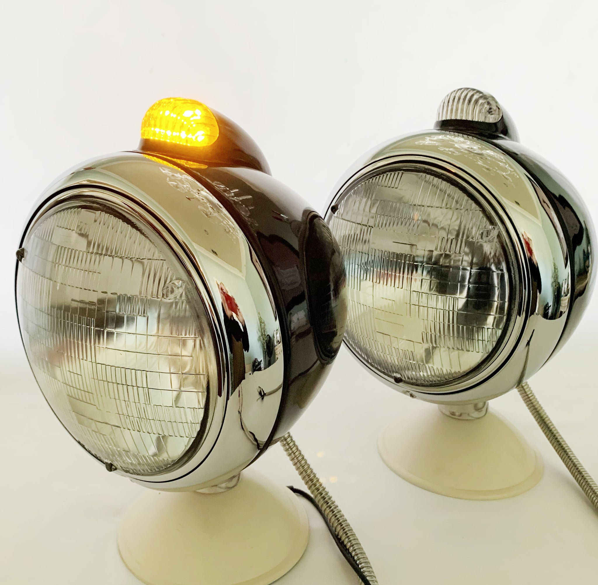 Guide Style Headlights with LED Top Light - 1pr