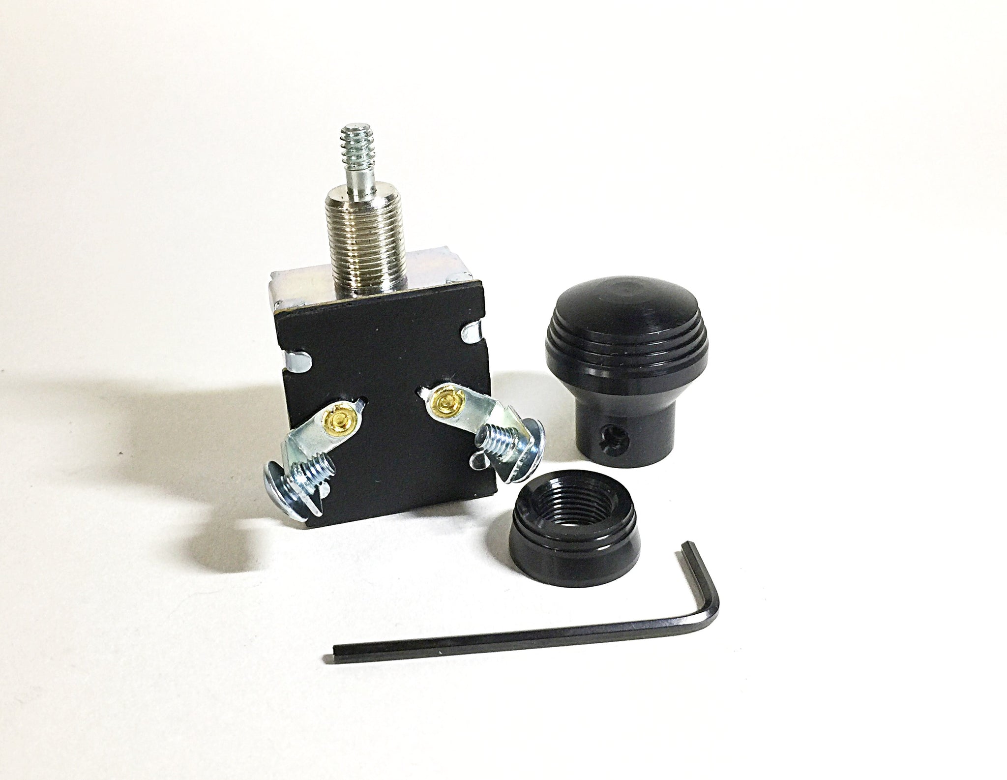 On/Off Switch with Custom Anodized Black Art Deco Style Knob and Bezel