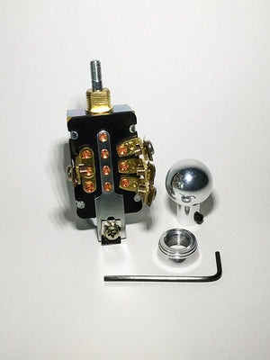 3 Position Headlamp Switch with Polished 'Shoebox' Style Knob and Bezel