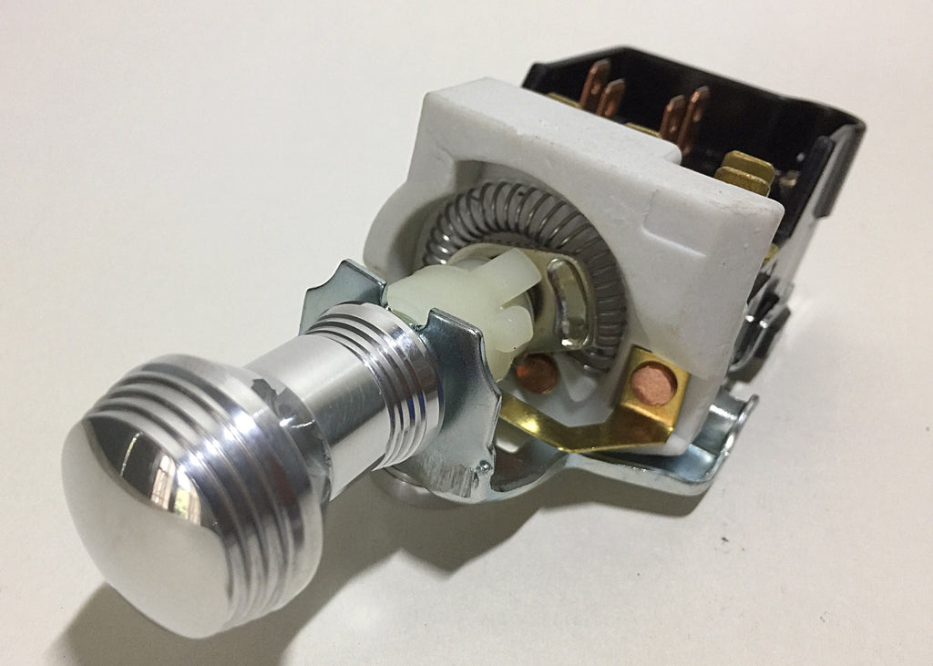 GM style Headlamp Switch with Polished Art Deco Knob & Bezel