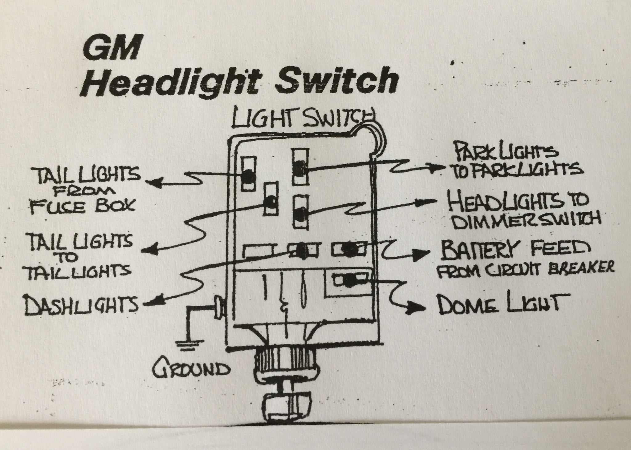 GM style Headlamp Switch with Polished Art Deco Knob & Bezel