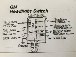 GM style Headlamp Switch with Anodized Black Art Deco Knob & Bezel